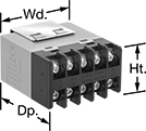 Image of Product. Front orientation. Contains Annotated. Relays. Screw Terminal Relays.