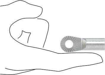 Image of Product. Side1 orientation. Contains SizingReference. Battery Terminal Connector, 3/8" Antirotational Lug, 2 Wire Gauge.