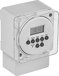 Image of Product. Front orientation. Timer Switches. Surface/DIN-Rail Mount Set-to-the-Minute Time and Day Activated Switches, 7-Day Timing Cycle.