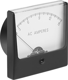 Image of Product. Front orientation. Analog Electrical Panel Meter, Measures Current, Acrylic Window, 0-15 Amps AC, 3.25" Height .