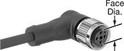 Image of Product. Front orientation. Contains Annotated. Metric Circular Cords. 90° Elbow End.