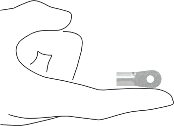 Image of Product. Side1 orientation. Contains SizingReference. Tin-Plated Copper Ring Terminals, Noninsulated, for 6 Wire Gauge and Number 10 Screw Size.