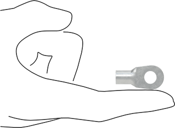 Image of Product. Side1 orientation. Contains SizingReference. Tin-Plated Copper Ring Terminals, Noninsulated, for 6 Wire Gauge and 5/16" Screw Size.