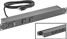Image of Product. Front orientation. Contains Inset. Outlet Strips. Rack-Mount Outlet Strips, Front and Back Outlets.