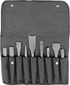 Image of Product. Front orientation. Chisel Bits. 0.401" Round-Shank Chisel Bit Sets for Chiseling and Riveting Hammers, 9 Pieces.