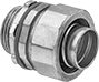 Image of Product. Twist-In × Threaded. Front orientation. Conduit and Fittings. Liquid-Tight Flexible Metal (LFMC) Conduit and Fittings, Connector Fitting, Straight, Twist-In Conduit Connection × Threaded Knockout Connection.