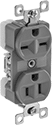 Image of Product. Front orientation. Power Connectors. Straight-Blade Connectors, Outlet-Box-Mount Combination Female Receptacles, Duplex.