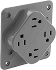 Image of Product. Front orientation. Power Connectors. Straight-Blade Connectors, Outlet-Box-Mount Female Receptacles, Quad.