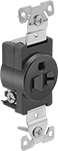 Image of Product. Front orientation. Power Connectors. Straight-Blade Connectors, Outlet-Box-Mount Female Receptacles, Single.