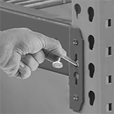 Image of ProductInUse. Front orientation. Pallet Rack Locking Pins.