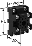Image of Product. Front orientation. Contains Annotated. Relay Sockets. Style A.