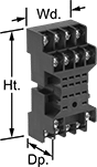 Image of Product. Front orientation. Contains Annotated. Relay Sockets. Style E.
