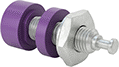 Image of Product. Purple. Back orientation. Binding Posts. Through-Panel-Mount Binding Posts, Single Banana Jack.