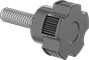 Image of Product. Style 17. Front orientation. Five-Arm Grip. Threaded-Stud Knobs, Knurled-Head Grip, Style 17.