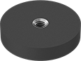 Image of Product. Front orientation. Magnets. Nonmarring Encased Neodymium Disc Magnets, Magnets With Threaded Hole.