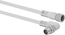 Image of Product. M8 90° Elbow Plug × Socket. Front orientation. Metric Circular Cords. M8 Cords, M8 90° Elbow Plug × Socket.