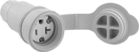 Image of Product. Front orientation. Power Connectors. Washdown Straight-Blade Connectors, Sockets with Attached Cover.