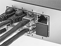 Image of Product. Shown Installed. Front orientation. Data Port Plugs. Ethernet Port Plugs.