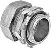 Image of Product. Compression × Threaded. Front orientation. Conduit and Fittings. Thin-Wall (EMT) Metal Conduit and Fittings, Connector Fitting, Straight, Compression Conduit Connection × Threaded Knockout Connection.