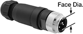 Image of Product. Front orientation. Contains Annotated. Mini Connectors. Mini Connectors, External Thread, Plugs, Male.