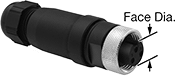 Image of Product. Front orientation. Contains Annotated. Mini Connectors. Mini Connectors, Internal Thread, Female, Sockets.