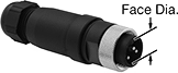 Image of Product. Front orientation. Contains Annotated. Mini Connectors. Mini Connectors, Male, Internal Thread, Plugs.