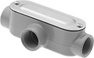 Image of Product. Front orientation. Conduit and Fittings. Conduit Bodies, Tee (T), Threaded Conduit Connection.