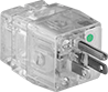 Image of Product. Front orientation. Power Connectors. Snug-Fit Straight-Blade Connectors, Plugs with Fuse Holder.