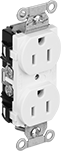 Image of Product. Front orientation. Power Connectors. Straight-Blade Connectors, Outlet-Box-Mount Female Receptacles, Duplex.