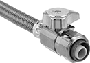 Image of Product. Push-to-Connect with Ball Valve. Front orientation. Push-to-Connect Fitting Connection.