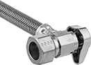 Image of Product. Compression (90° Elbow) with Ball Valve. Front orientation. Compression Fitting Connection. 90° Elbow.