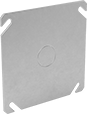 Image of Product. Front orientation. Outlet Box Covers. Extenders with Knockouts for Steel Outlet Boxes, Square, Flat Blank Covers with Knockouts.