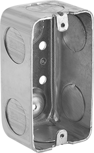 Image of Product. Front orientation. Steel Switch Box, 7 Knockouts.
