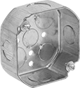 Image of Product. Front orientation. Outlet Boxes. Steel Outlet Boxes with Knockouts, Octagonal Outlet Boxes.