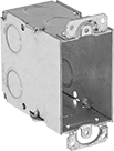Image of Product. Front orientation. Outlet Boxes. Steel Switch Boxes with Knockouts, With Top and Bottom Mounting Brackets.