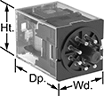 Image of Product. 8-Terminal Relay (2 Circuits Controlled). Front orientation. Contains Annotated. Relays. Circular-Pin Relays, 2 Circuits Controlled.