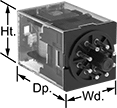 Image of Product. 8-Terminal Relay (1 Circuit Controlled). Front orientation. Contains Annotated. Relays. Circular-Pin Relays, 1 Circuit Controlled.