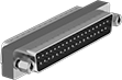 Image of Product. Front orientation. D-Sub Connectors. D-Sub Adapters, DB37 Male × DB37 Male.