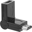 Image of Product. Front orientation. HDMI Connectors. HDMI Connectors, Adjustable-Angle Elbow Male Standard HDMI × Female Standard HDMI.