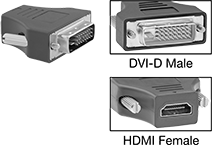Image of Product. Front orientation. Contains Inset. Video Adapters. Video Adapters, DVI-D Male × Standard HDMI Female.