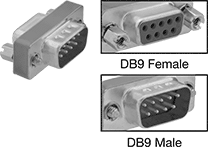 Image of Product. Front orientation. Contains Inset. D-Sub Connectors. D-Sub Adapters, DB9 Female × DB9 Male.