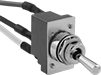 Image of Product. Front orientation. Toggle Switches. Wet-Environment Toggle Switches, Rounded Toggle, Wire Lead Connection.