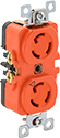 Image of Product. Front orientation. Power Connectors. Isolated-Ground Turn-Lock Connectors, Outlet-Box-Mount Female Receptacles, Duplex.