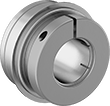 Image of Product. Front orientation. Ball Bearings. Quick-Mount Ball Bearings for Food and Beverage, Clamp-On Shaft Mount.