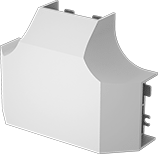 Image of Product. Front orientation. Raceway and Fittings. Multichannel Low-Profile Raceway and Fittings, Tee Connectors.
