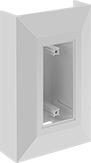 Image of Product. Front orientation. Raceway and Fittings. Multichannel Low-Profile Raceway and Fittings, Rectangle Outlet Boxes, 1-Gang Outlet Boxes.