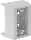 Image of Product. Front orientation. Raceway and Fittings. Multichannel Low-Profile Raceway and Fittings, Rectangle Outlet Boxes, 1-Gang Raised Outlet Boxes.