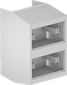 Image of Product. Front orientation. Raceway and Fittings. Multichannel Low-Profile Raceway and Fittings, Rectangle Outlet Boxes, 2-Gang Raised Outlet Boxes.