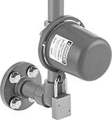 Image of ProductInUse. (Padlock Not Included). Front orientation. Lockouts. Valve Stem Lockouts, Lockout Cover.