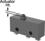 Image of Product. Front orientation. Contains Annotated. Snap-Acting Switches. Light-Touch Subminiature Snap-Acting Switches, Plunger Actuator Style.